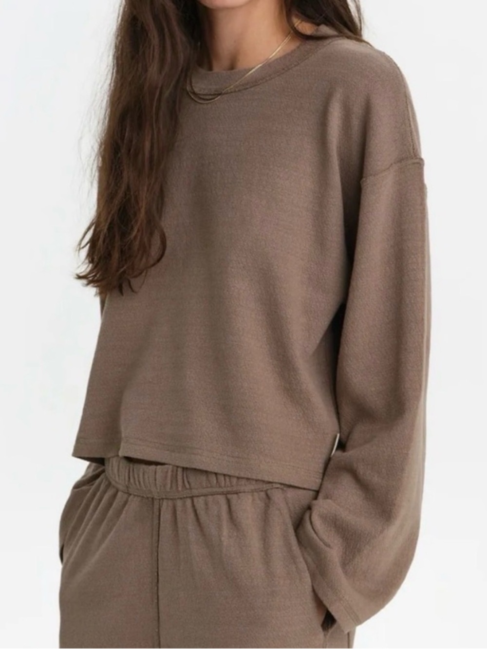 MATE the label Textured Knit Boxy Top pebble size XL organic cotton